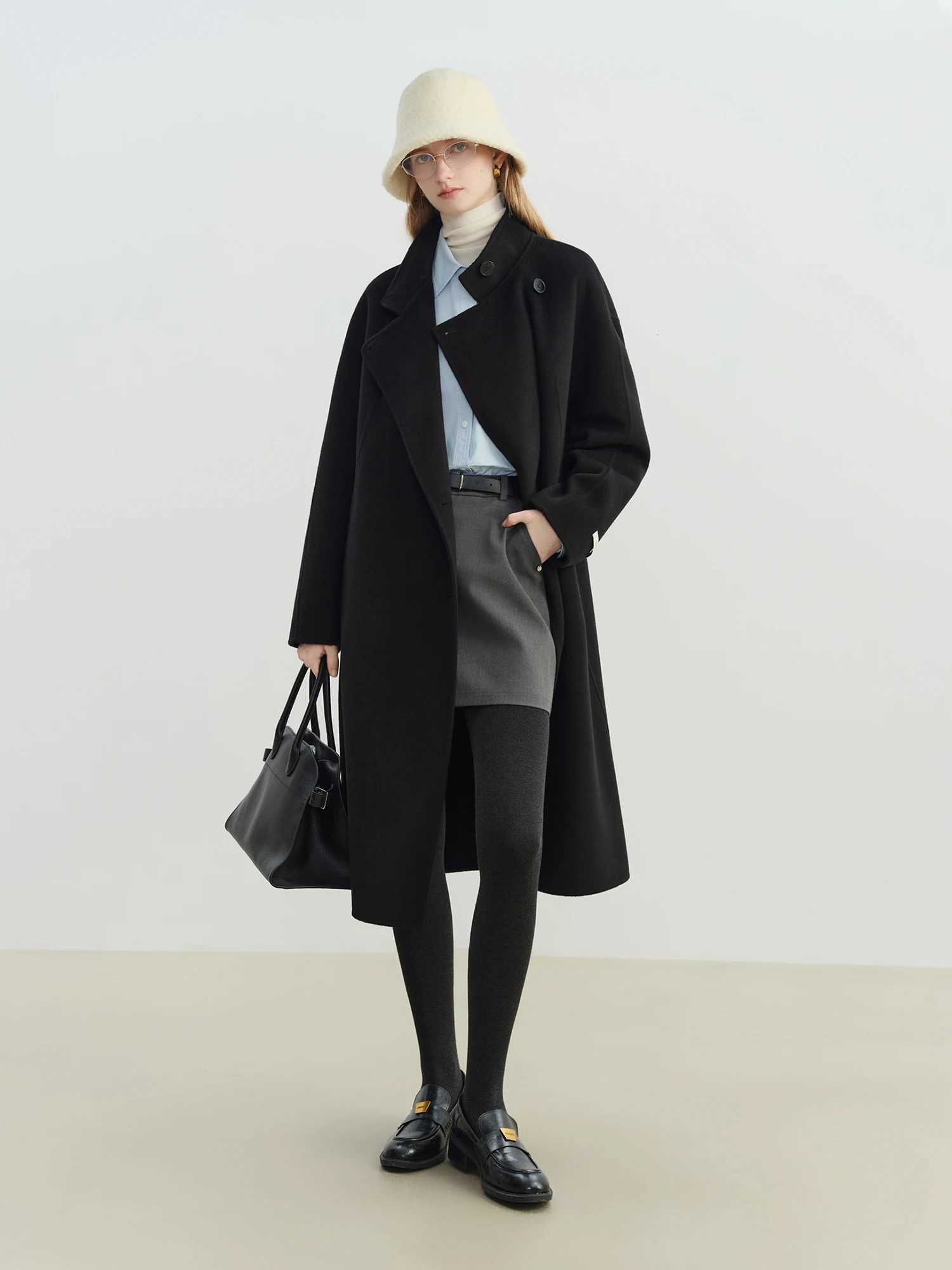 ZIQIAO New Year Red Doublefaced Woolen Coat for Women Kneelength Loose Single Breasted 2025 New Wool Coat TemperamentT251101