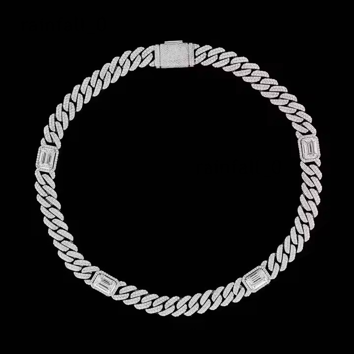 Moissanite Diamond Cuban Chain 925 Sterling Silver Hip Hop Link Chain for Men Party Wear Birthday Gift Necklace