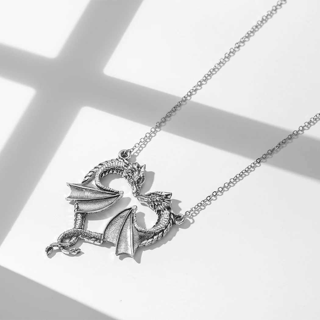 Kinitial April Mothers Day Gift Stainless Steel Dragon Necklace Heart Shape Love Symbol Pendant Jewelry Pendant NecklaceC250407