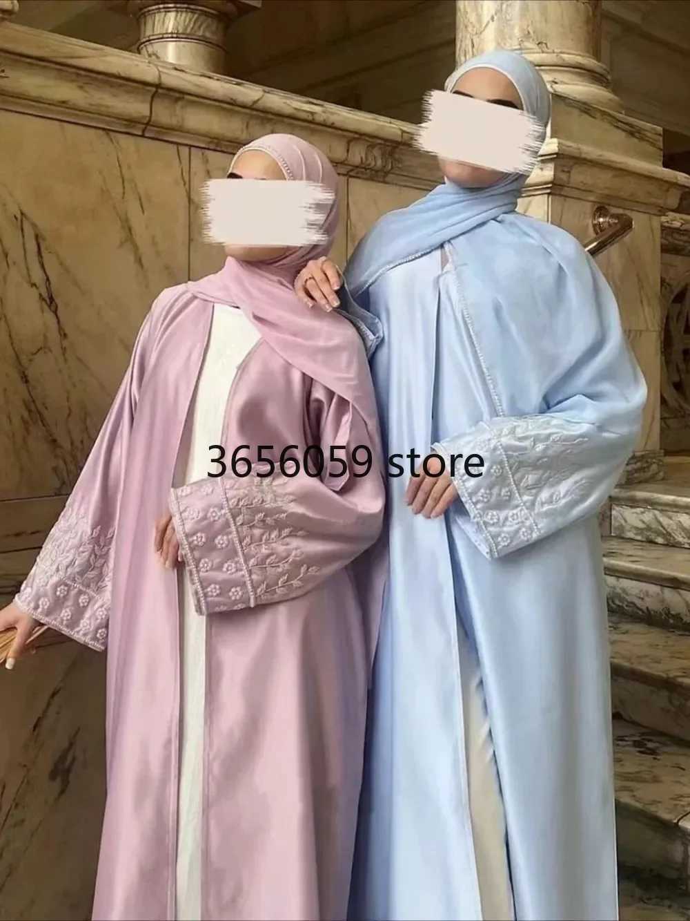 Eid al Fitr Party Abaya Women Beads Slim Long cardigan Abayas Ramadan Trkiye Islamic Robe Belt Dubai Morocco Arab Vestidos W250401