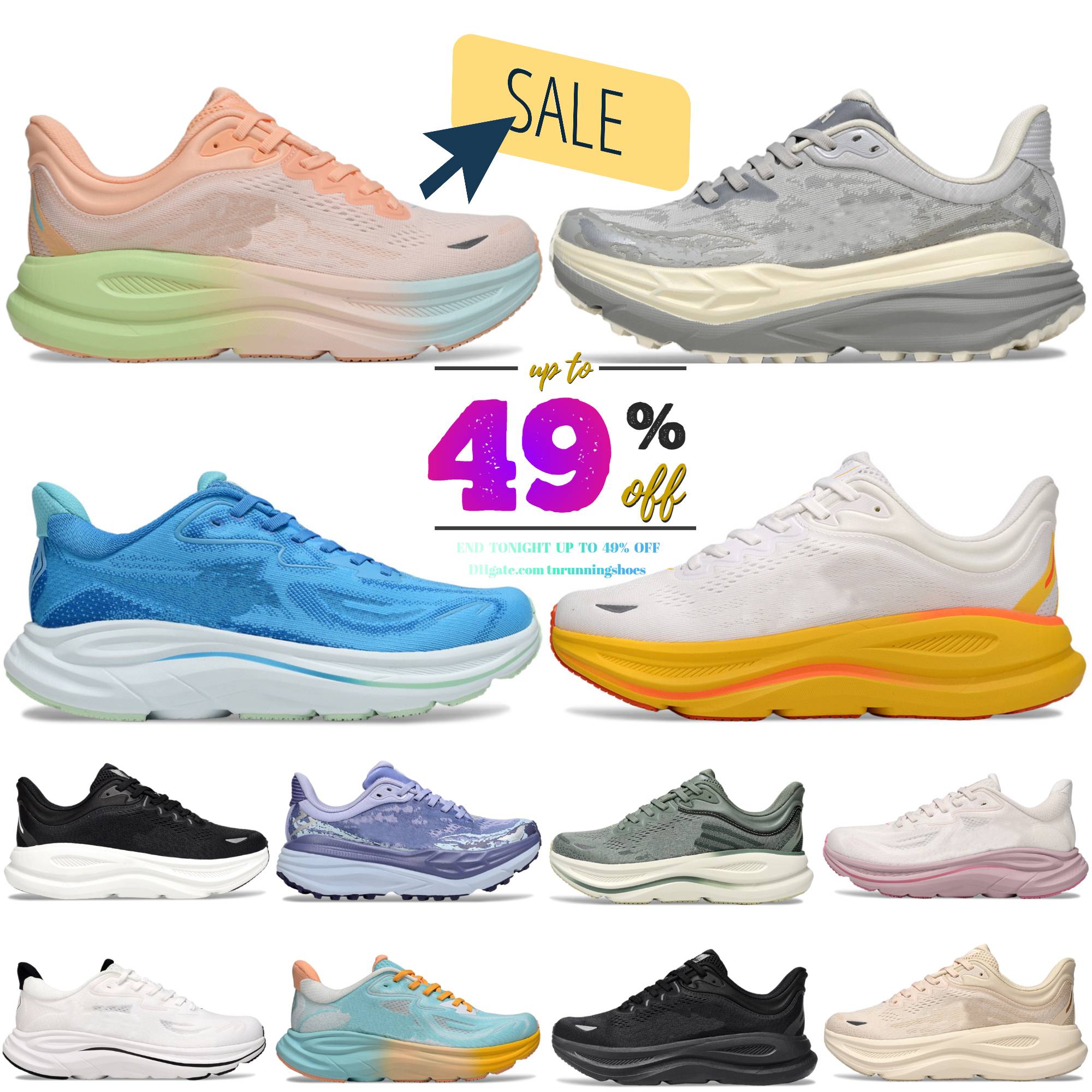 Designer Running shoes bondi 8 Clifton 9 10 sneakers Black White Bule men women sneaker Challenger Anthracite hiking shoe breathable outdoor Sports Trainers 36-47