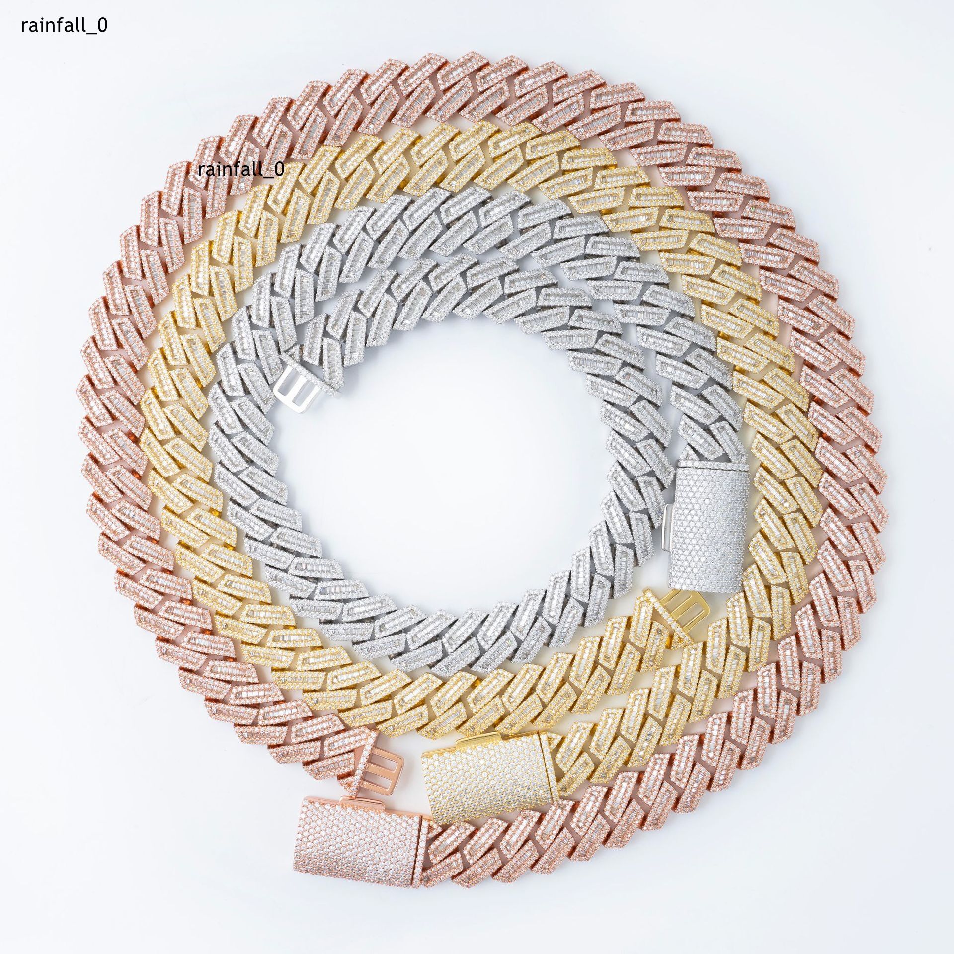 Cuban Link Chain Hiphop 925 Sterling Silver Diamond Tester Moissanite Rose Gold Plated Full Jewelry Necklace Chain