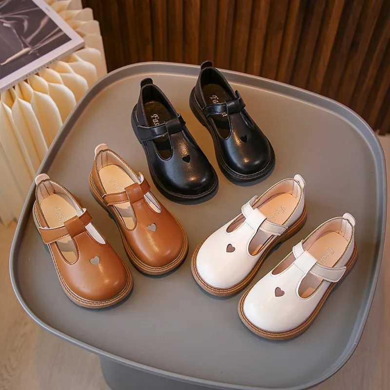 Children Leather Shoes for School Black Uniforms for Girls Loafers Versatile Love Hollow Out Boys Simple British Wind Kids ShoesT251101