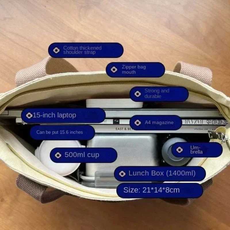 Large Capacity Canvas Tote Bags for Work Commuting Carrying Bag College Style Student Outfit Book Shoulder Bag Bolsos Para MujerW251101