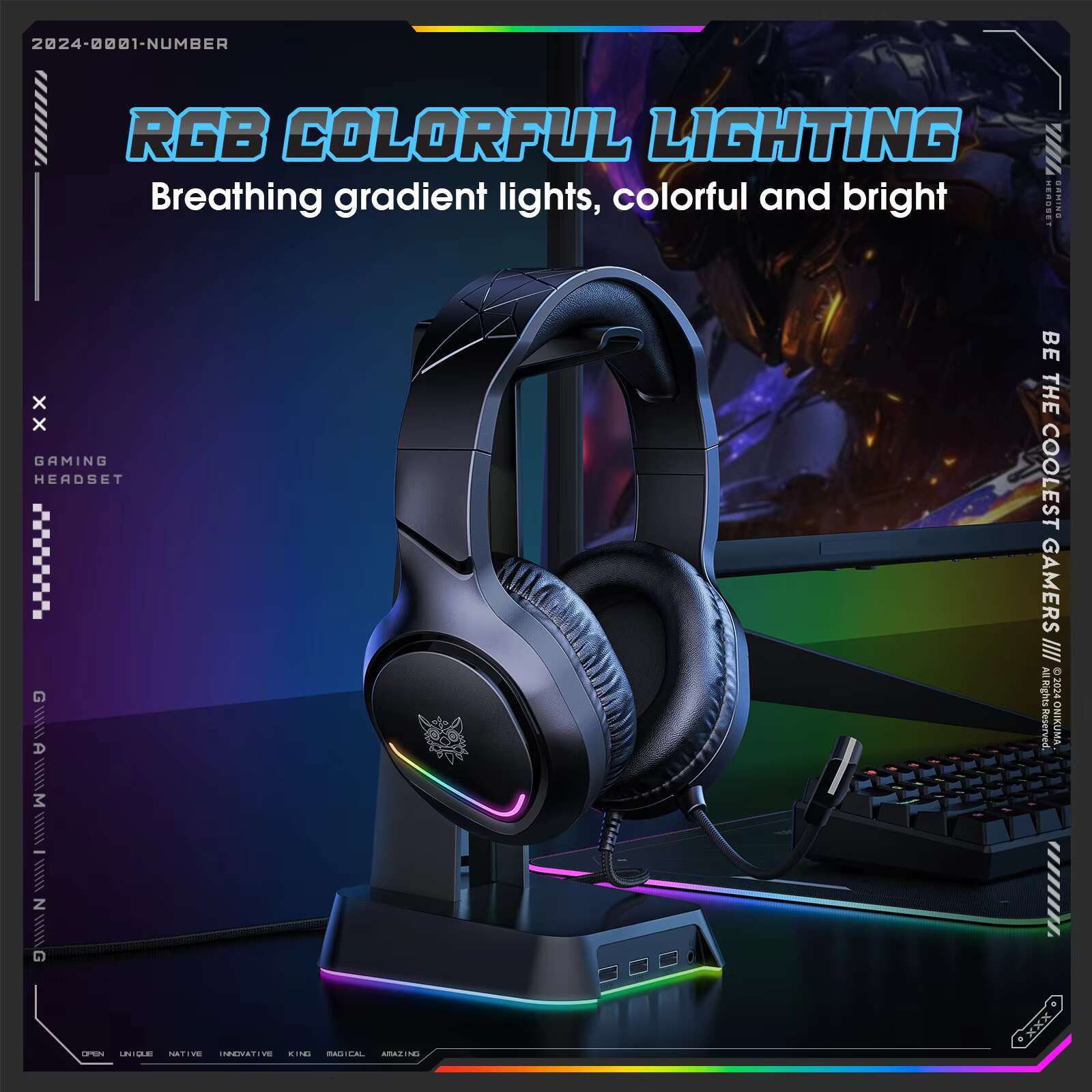 ONIKUMA X31 Stereo Wired Computer Headphones With LED Light Mic Soft Memory Earmuffs Overhead Headset Gaming Accessories