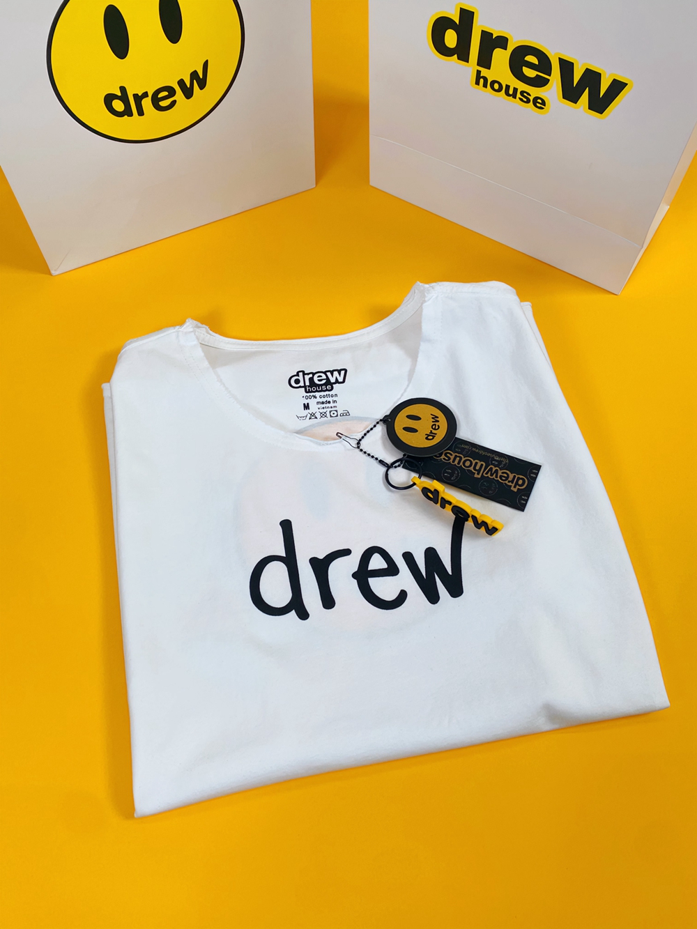 DREW HOUSE Tshirt Smiley Face Bieber DREW Loose Sleeveless Vest White T-shirts