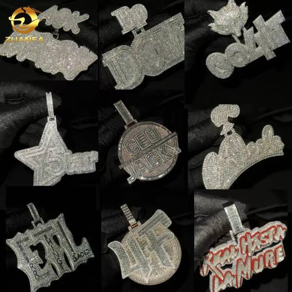 Buss Down Moissanite Name Pendant Hip Hop Jewelry Iced Out Hip Hop Pendant Sterling Silver 925 Moissanite Chain Pendant