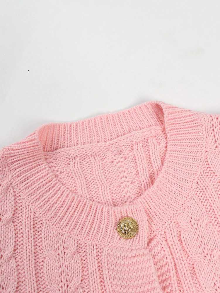 Versatile RoundNeck LongSleeved Elegant Cardigan Fashionable LooseFit ButtonFront Knitted Sweater Jacket for WomenT251101