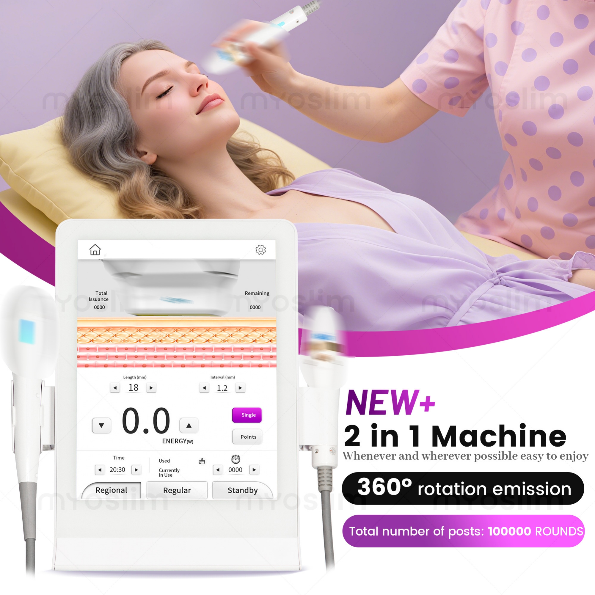 2 In 1 HIFU Facial Lifting Machine High Intensity Focused Ultrasounc Skin Tightening Anti Wrinkle Rejuvenation Device For Beauty Salon Spa Center
