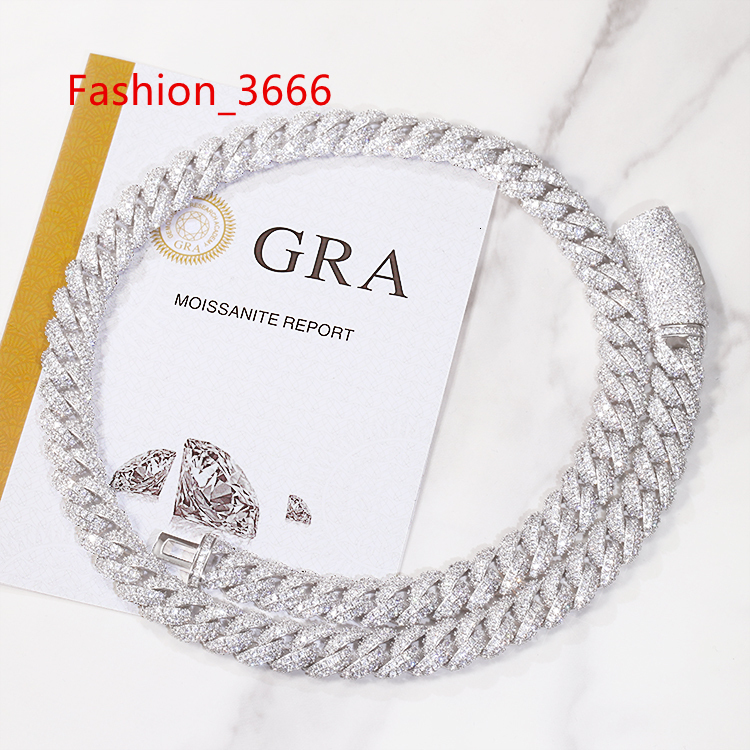 High Quality Hip Hop Diamond Fine Jewelry Necklace Bracelet Moissanite Cuban Chain 925 Silver Iced Out VVS Moissanite Link Chain