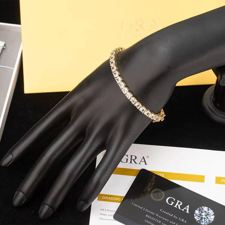 Goldleaf Custom Diamond VVS Moissanite Tennis Necklace Bracelet 925 Sterling Silver Hip Hop Style Pass Tester Series