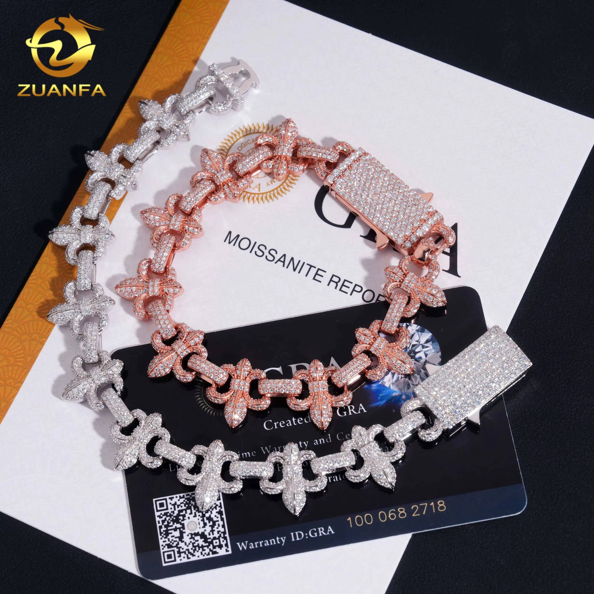 Pass Diamond Tester Hip Hop Jewelry 16mm VVS Moissanite Cuban Bracelet Iced Out 925 Silver Cuban Bracelet Rapper Jewelry