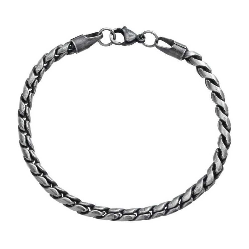 5mm Retro Silver Mens 316 Stainless Steel Bracelet Hip Hop S Alloy Bracelet Fashion Jewelry Retro Bracelet Accessories Y250329