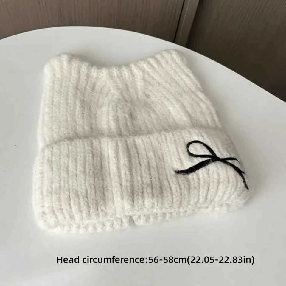 Fashion Cat Ear Beanie Cap Windproof Thickened Knitted Woolen Hat Solid Color Winter Warm Crochet HatXJ251101