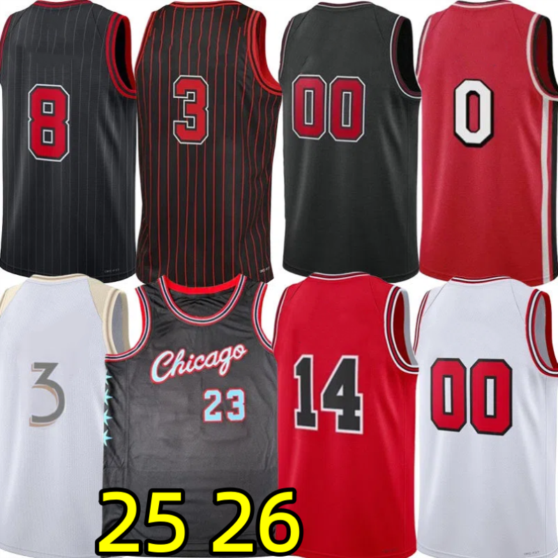 25 26 Custom Basketball Jerseys Coby White Matas Buzelis Josh Giddey Nikola Vucevic Patrick Williams Ayo Dosunmu Isaac Okoro Tre Jones Derrickk Rose C