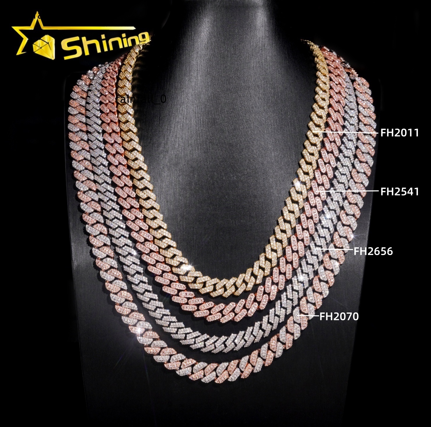Hip Hop Popular Iced Out High Quality Rose Gold 10mm 925 Silver Moissanite Cuban Link Chain
