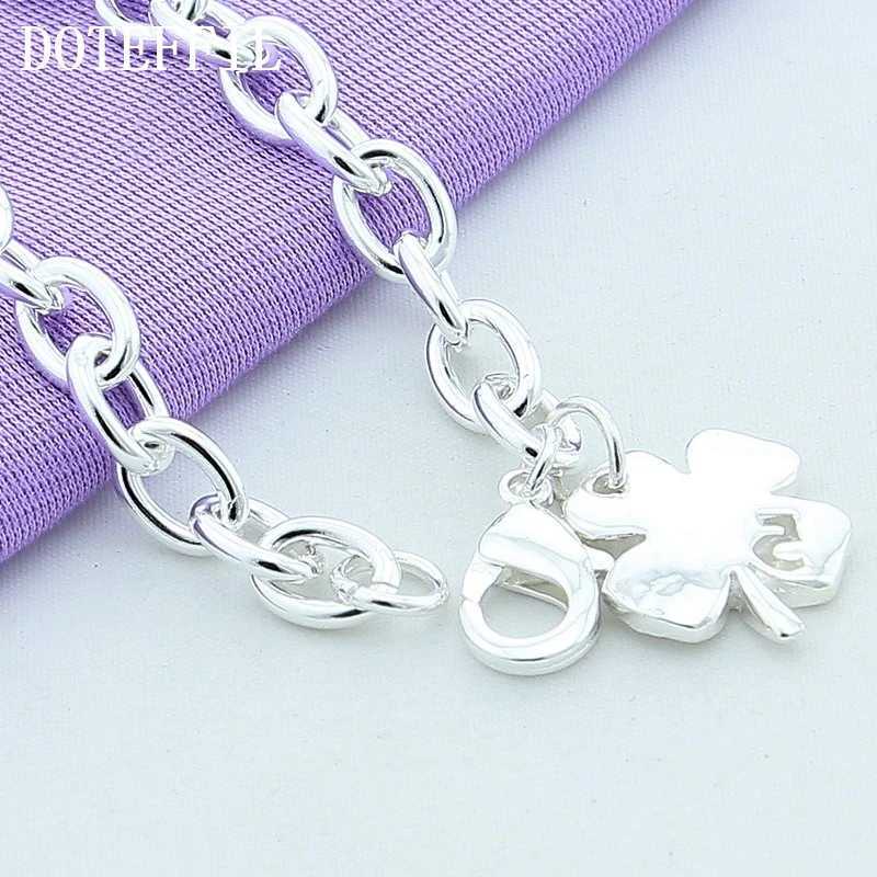 DOTEFFIL 925 sterling silver clover leaves lucky number 5 bracelet 20cm chain womens wedding engagement party jewelry Y250329