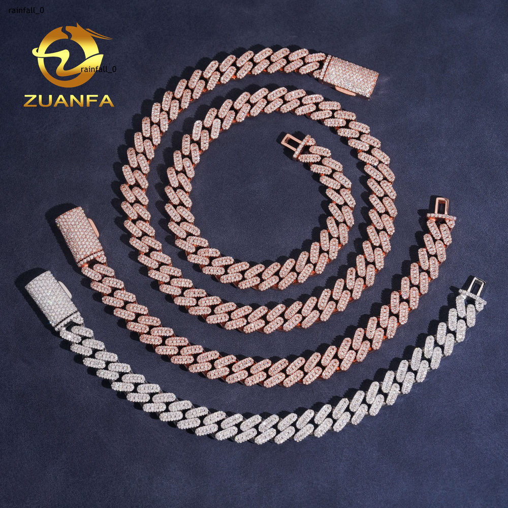 Wholesale 10mm Luxury Hip Hop Jewelry Men Cuban Necklace Sterling Silver Hola Design VVS Moissanite Diamond Cuban Link Chain