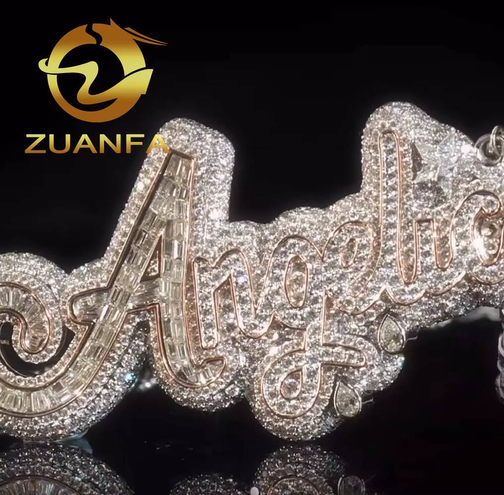 Buss Down Moissanite Name Pendant Hip Hop Jewelry Iced Out Hip Hop Pendant Sterling Silver 925 Moissanite Chain Pendant