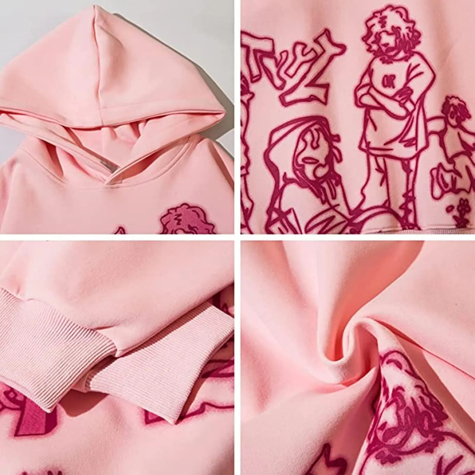 YEOU Mens Fashion Pullover Hoodie Wool Sweatshirt Y2K Harajuku Hip Hop Street Clothing Casual 250322Z