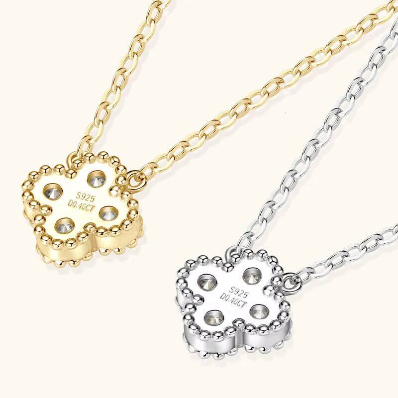 High End S925 Sterling Silver 04 Ct Moissanite Pendant Fourleaf Clover Necklace Simple Fashionable Necklaces Jewelry