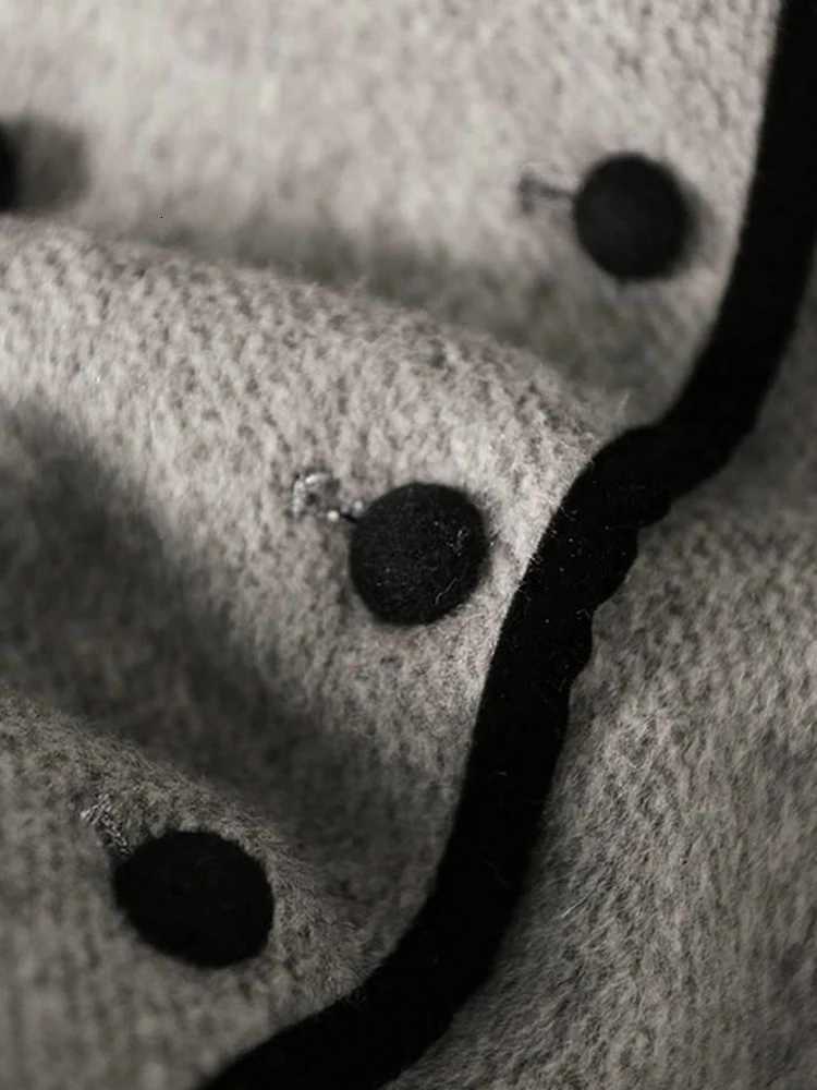 On Sale New In Coats Jackets Woman Clothing Autumn Winter Woolen Coat for Women Color Contrast Elegant Lady Outerwear CoatT251101