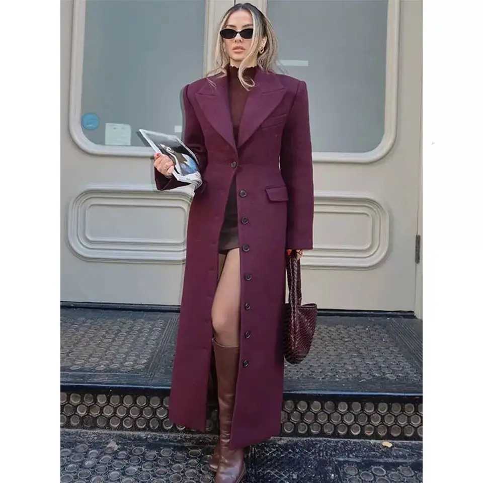 YENKYE Fashion Women Single Breasted Elegant Long Woolen Coat Lapel Collar High Street Autumn Winter Warm OuterwearT251101