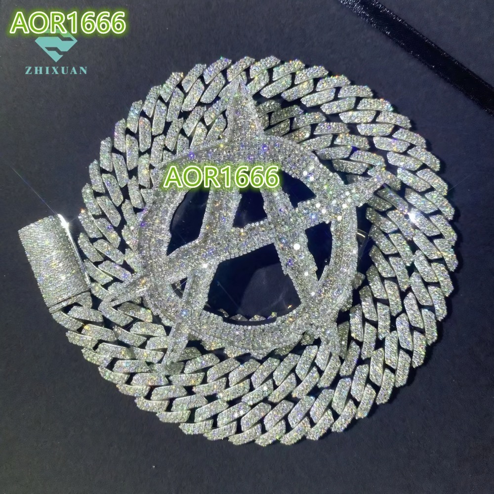 Hip Hop 925 Sterling Silver Iced Out VVS Moissanite Letter Pendant Custom Mossinate Initial Pendant Men Chain Charm Pendant