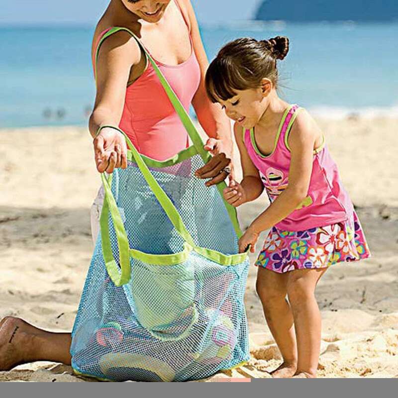 Children Sand Away Protable Mesh Kids Bath Toys Storage Bags Swimming Large Beach For Towels Women Cosmetic Makeup Bag