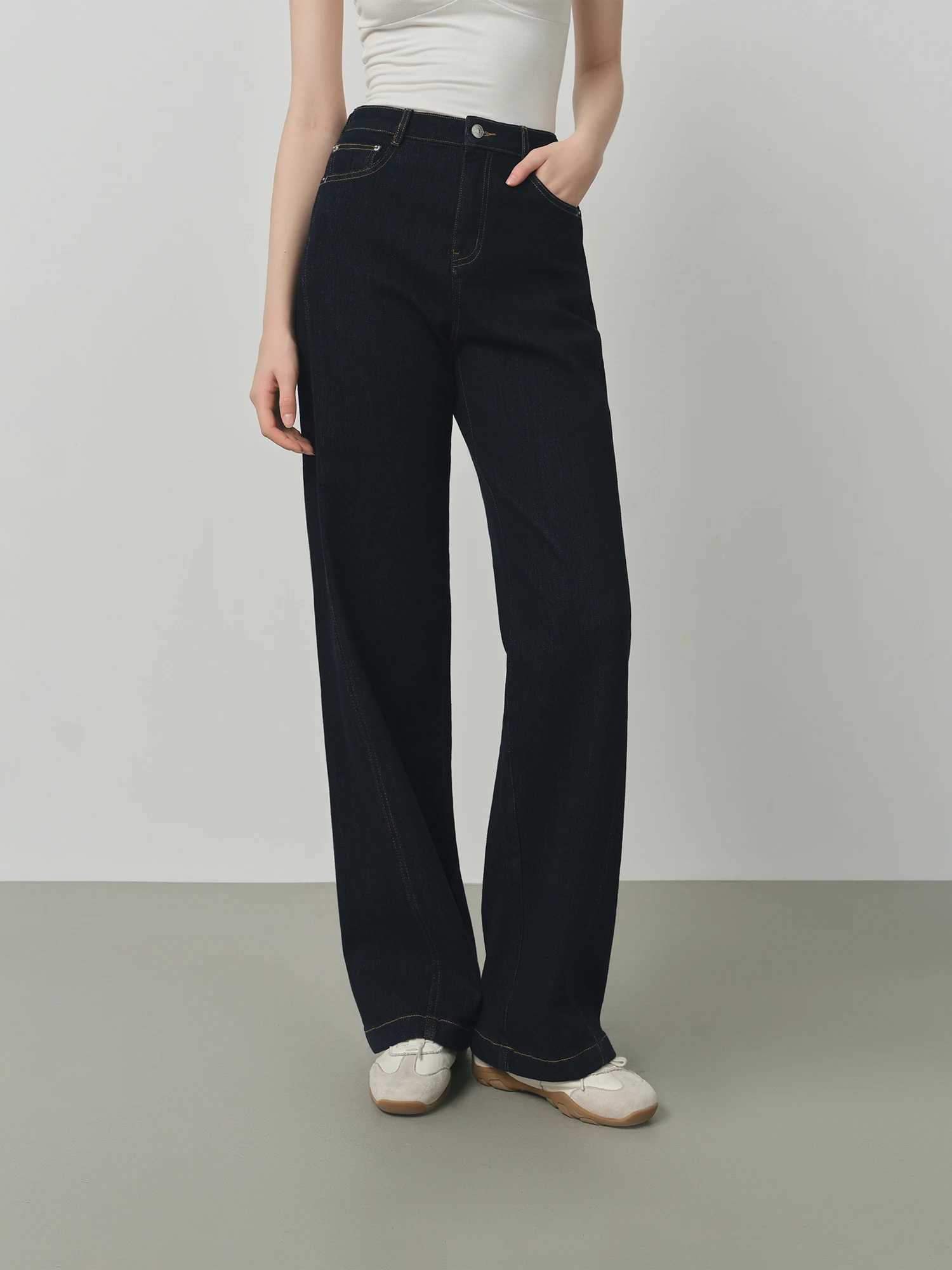 FSLE Retro Raw Denim Highwaist Straightleg Jeans Womens 2025 Early Autumn New 3D Cut Slimming Jeans 25FS13104 J251031