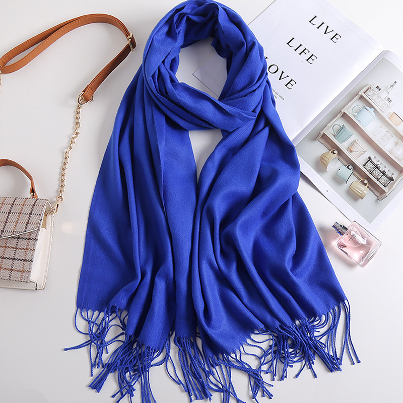 K275 2024 new solid color scarf European and American versatile men and women gift long scarf imitation cashmere tassel air conditioning large shawl w