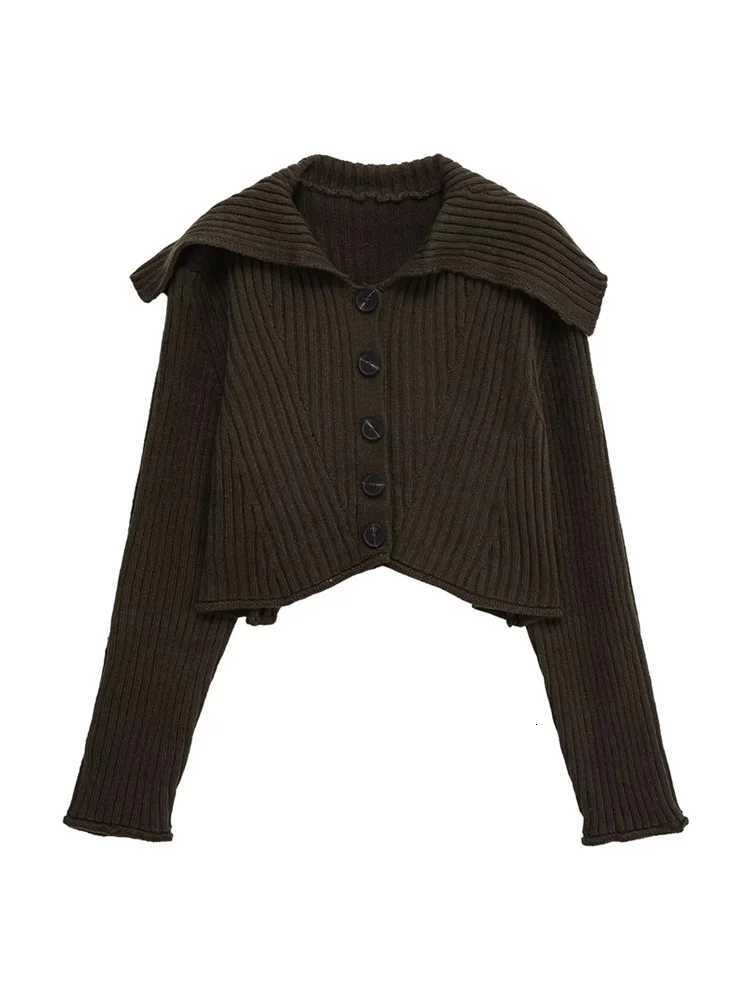 Womens Chic Cropped Knit Cardigan Sweater Long Sleeve Front Button Female Outerwear Trendy TopsT251101