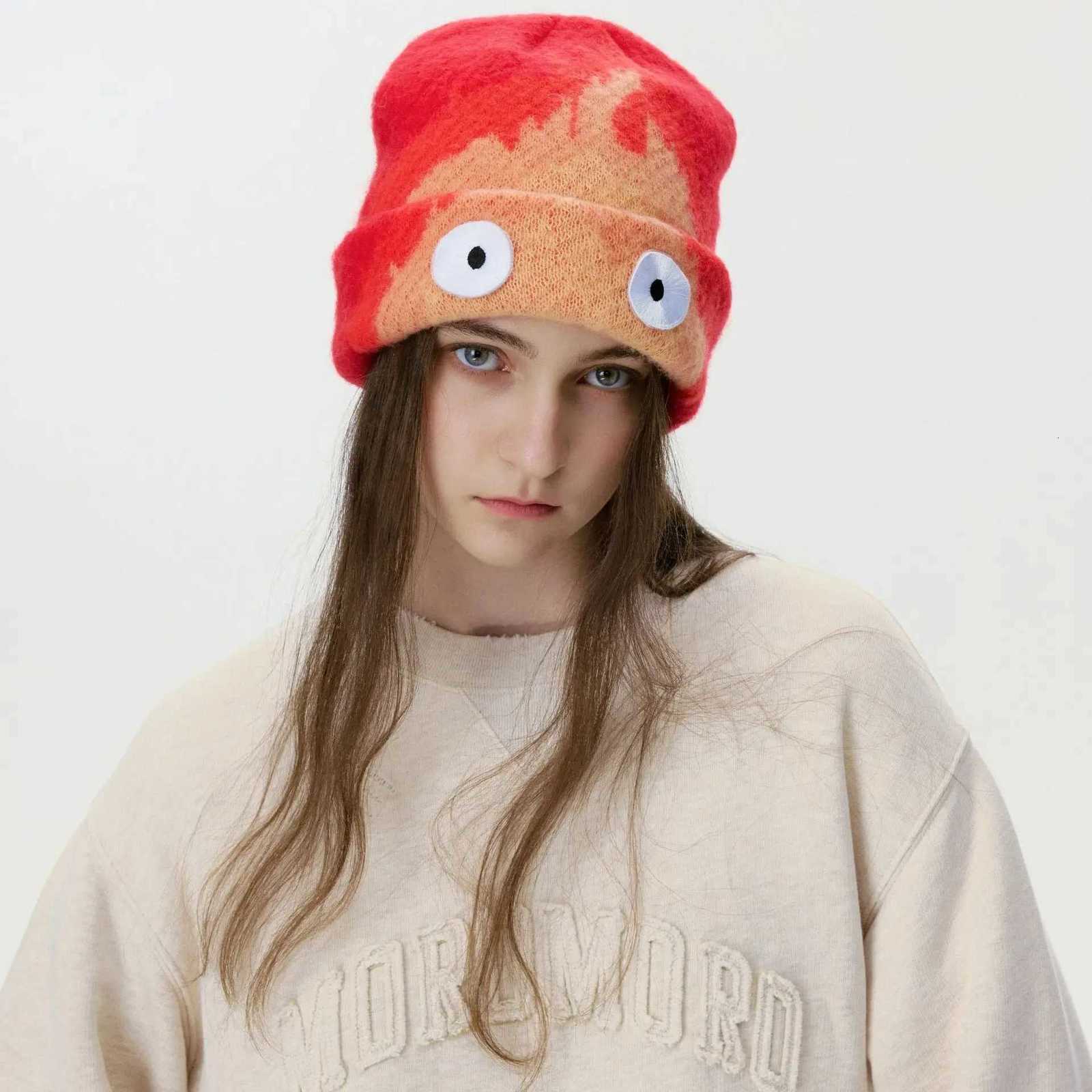 Cartoon Flame Skullies Beanie Woman Man Autumn Winter Fashion Accessories Skullcap Couple Lover Hats Street Versatile Hat GiftXJ251101