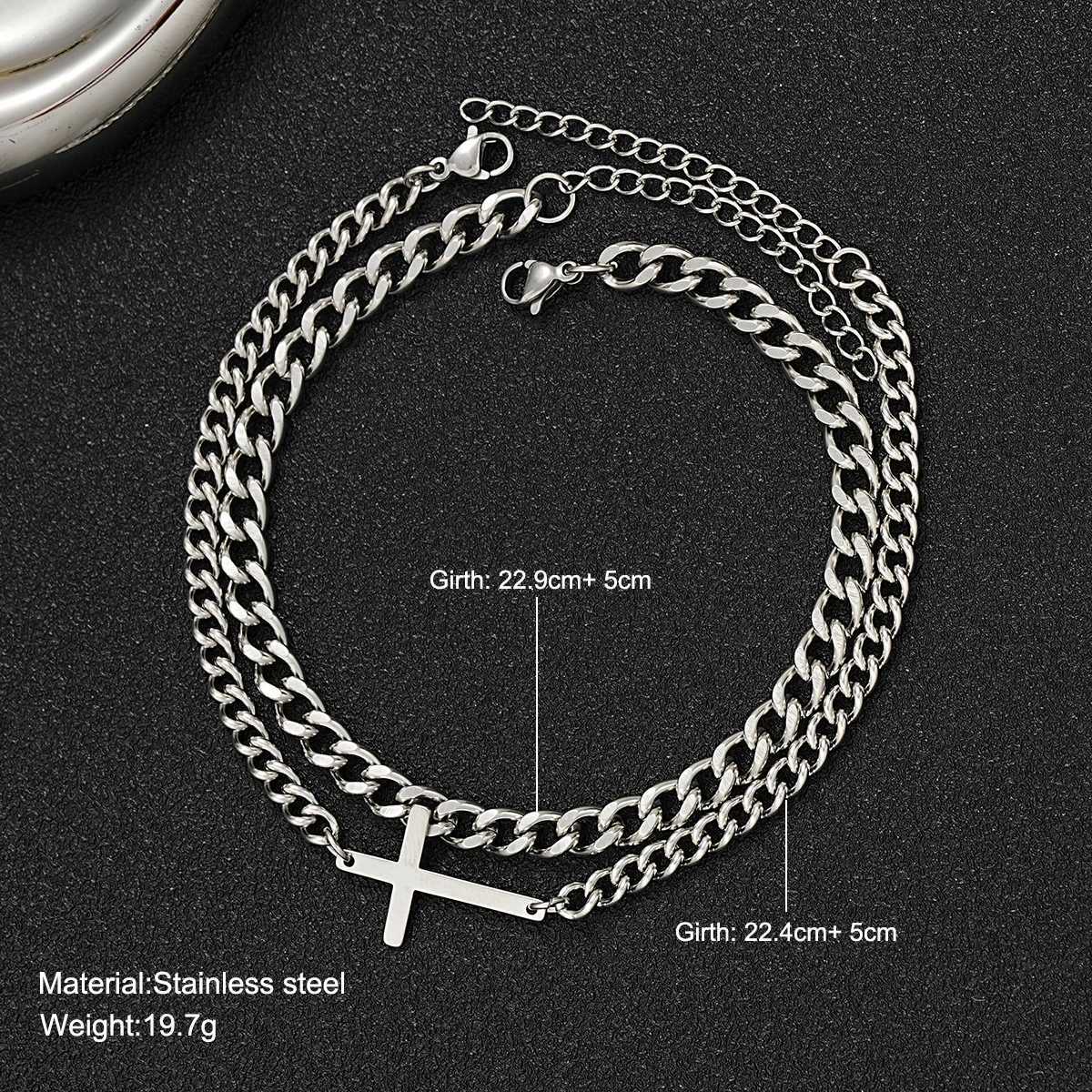 2024 New Stainless Steel Cross Cuban Chain Bracelet Set for Mens Hip Hop Punk Snake Chain Bracelet Fashion Neutral Jewelry Gift Y250329