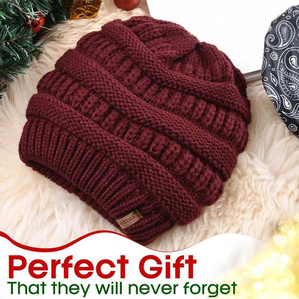 FURTALK Winter Beanie Hat for Women Satin Lined Cable Knit Chunky Slouchy Beanies Skull Warm CapXJ251101