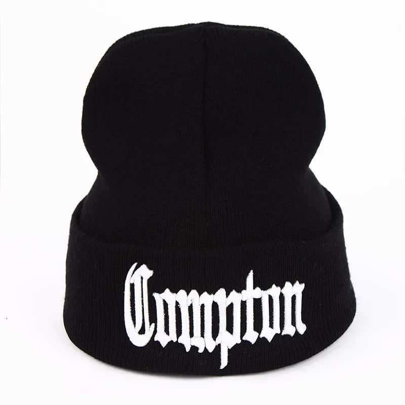 Unisex COMPTON Letter Embroidery Beanies Autumn and Winter Warm Knitted Hat Outdoor Casual Caps Hip Hop Caps for Women MenXJ251101