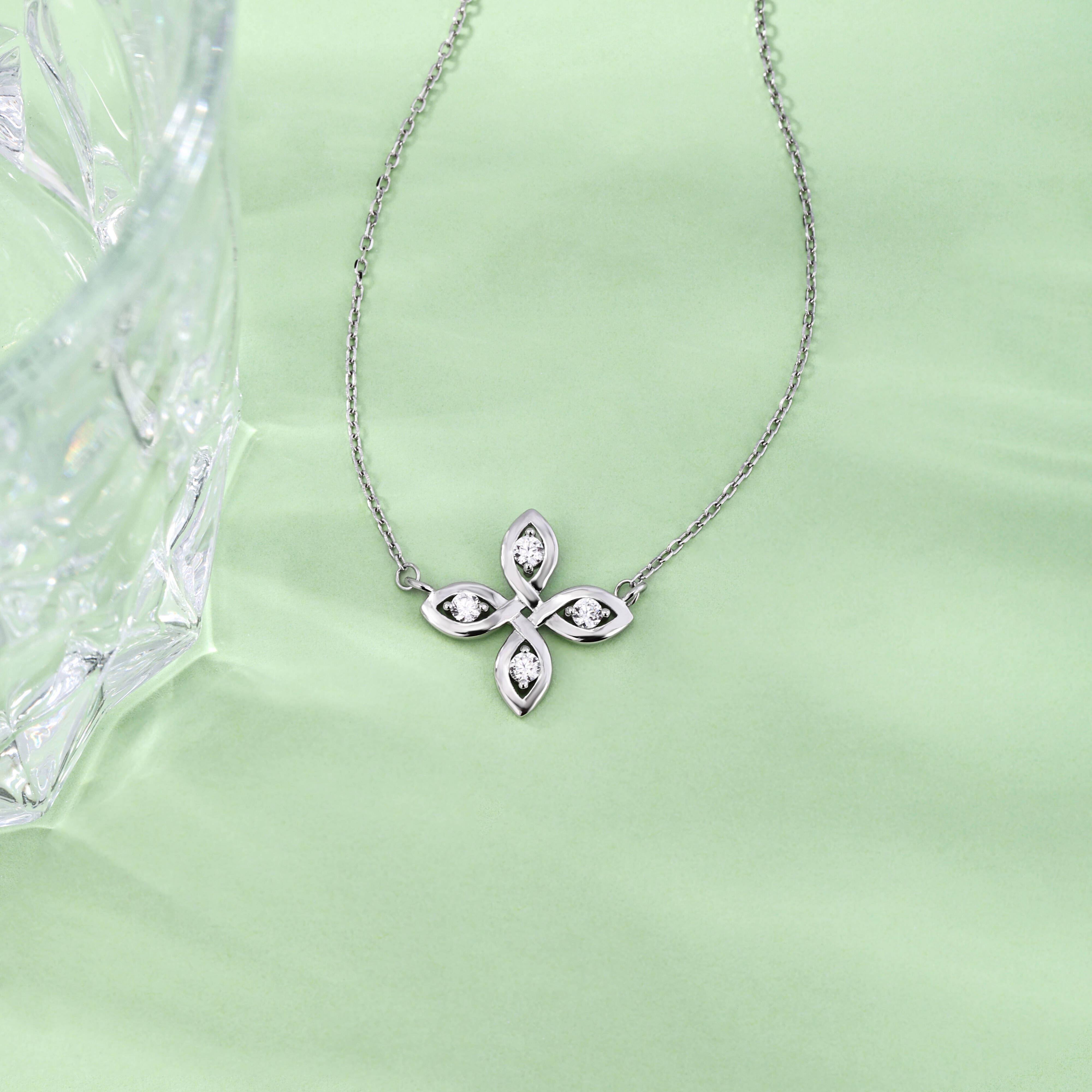 High Quality 925 Sterling Silver Lotus Pendant Rhodium Plated 5A Zircon Women Jewelry Necklace