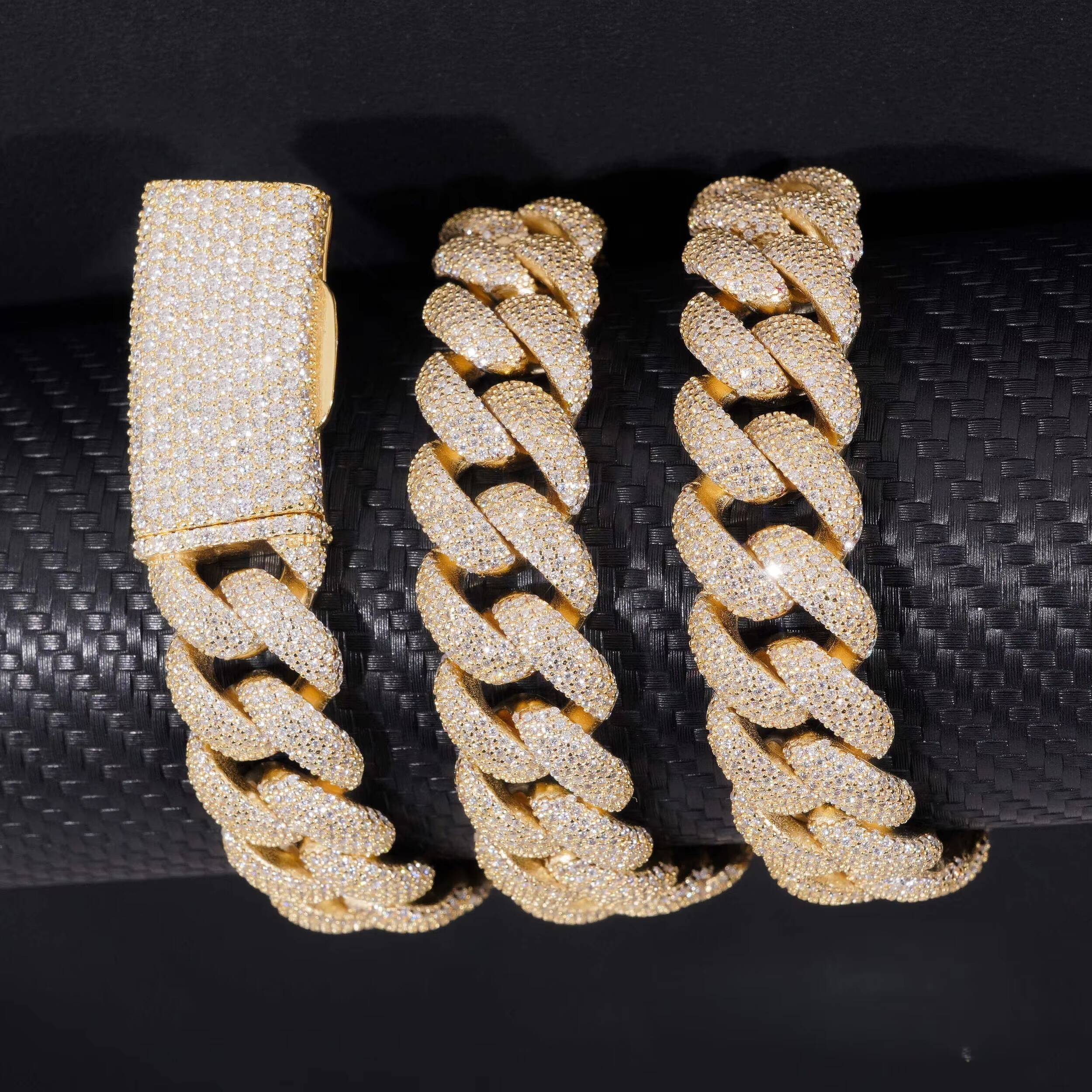 925 Silver Moissanite Link Chain Necklace Customizable Color Hip Hop Style Unisex Elegant and Luxurious