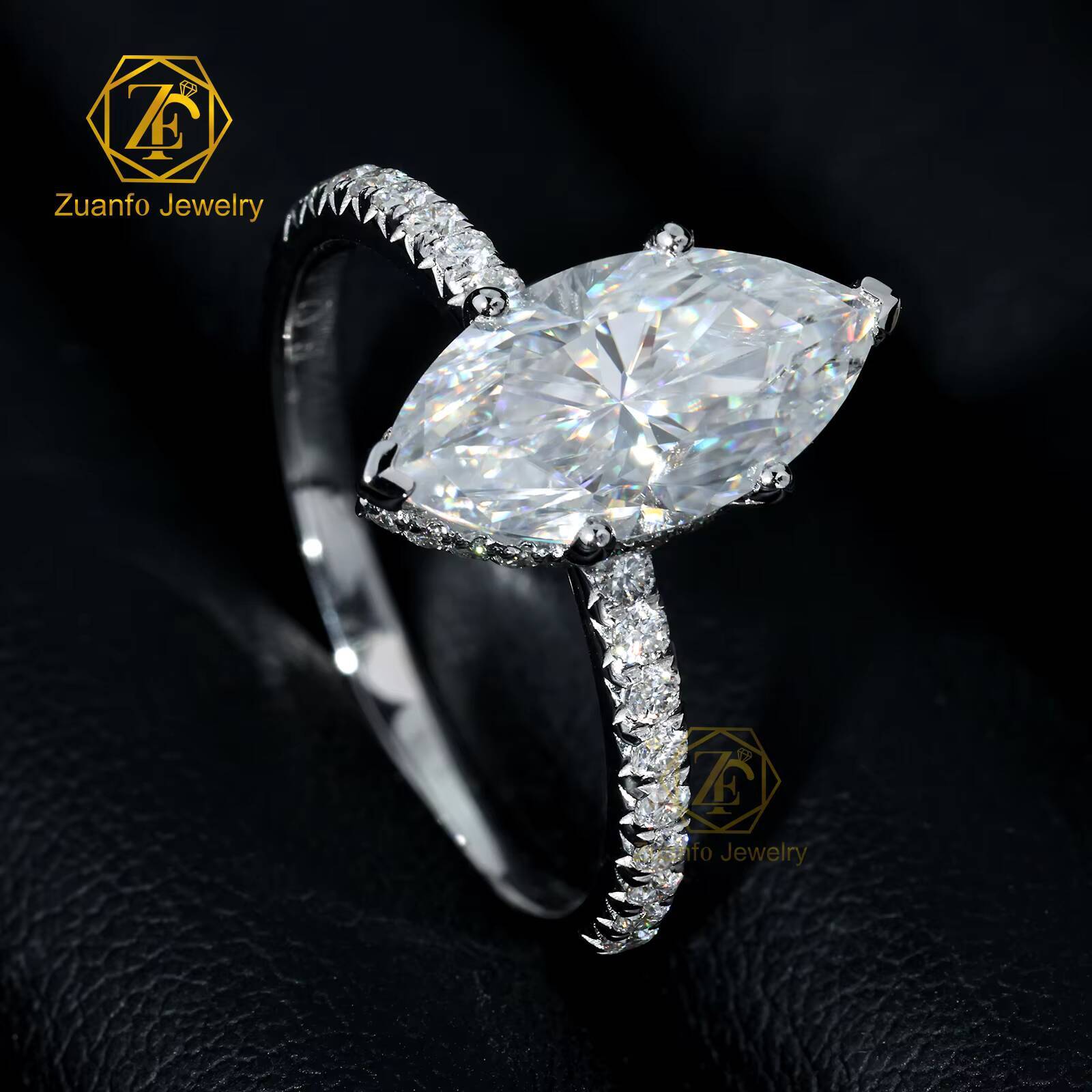 IGI GIA 14K 18K White Gold Lab Grown Diamond Ring 1CT 2CT 3CT Marquise Cut CVD Diamond Fine Jewelry Rings for Wedding