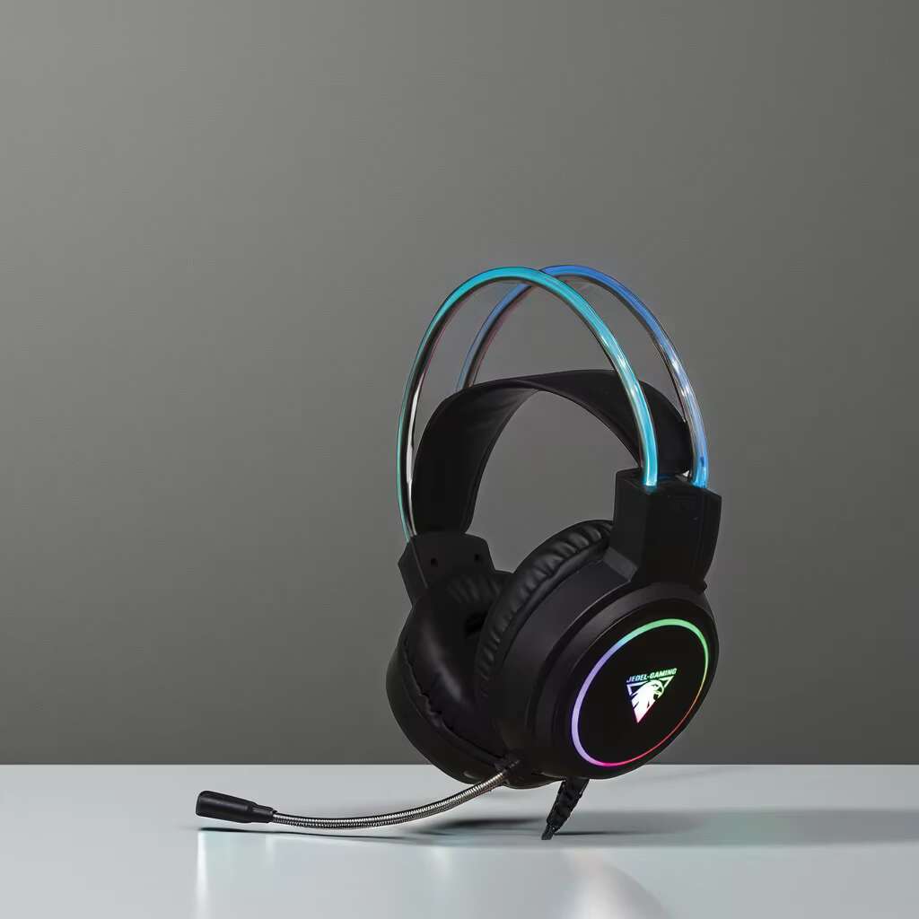 Jedel Wired Sports Headset with Cool Glowing Features Dynamic Microphone for Internet Cafe & Coffee Shop Use AAC Codecs