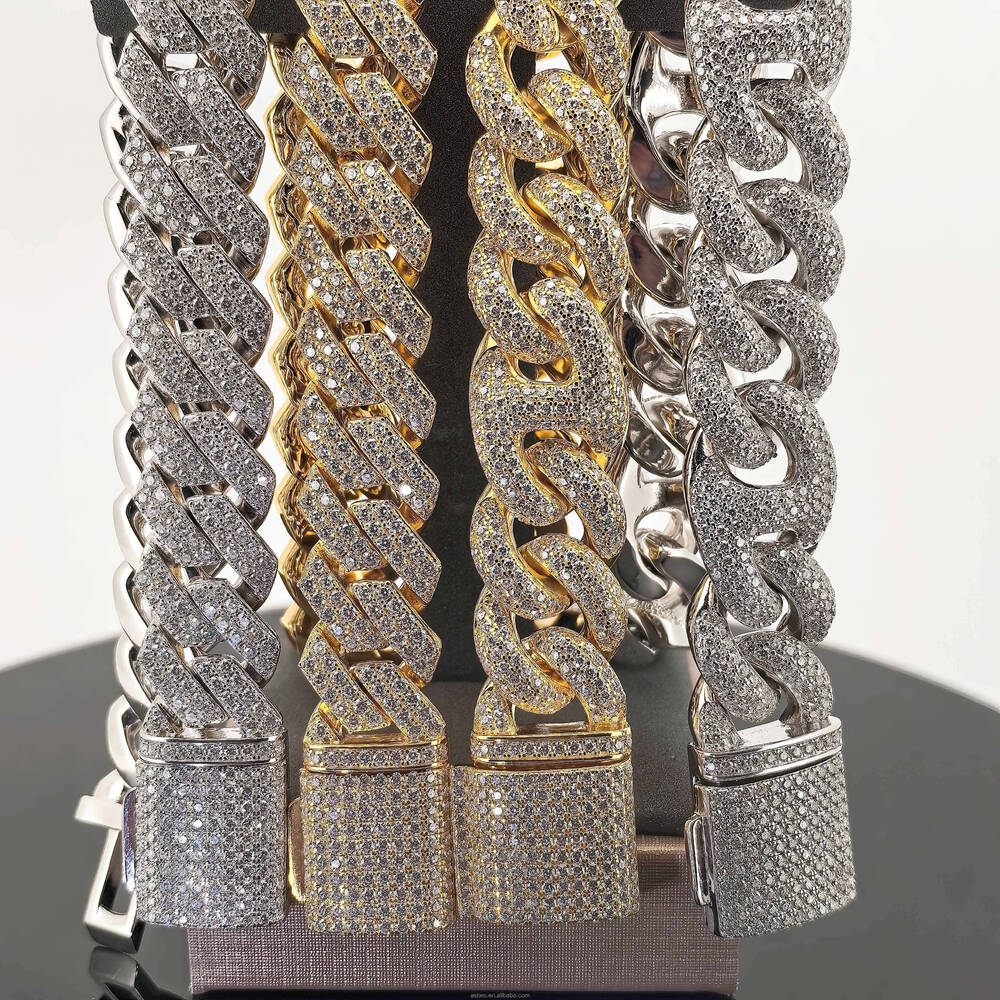 OEM Hip Hop Moissanite Cuban Link Necklace 925 Silver Iced Out Chain for Men Jewelry Manufacturer Supply Moissanite Chain