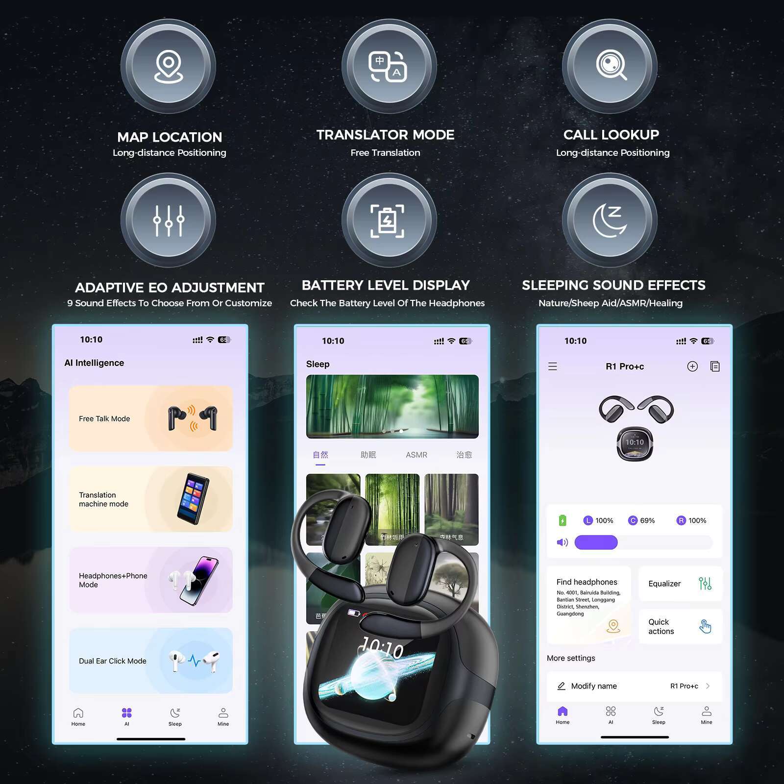 Ai Translator 135 Languages TWS Headphones with Touch-Screen & Noise Cancelg Features R1pro Wireless Earbuds