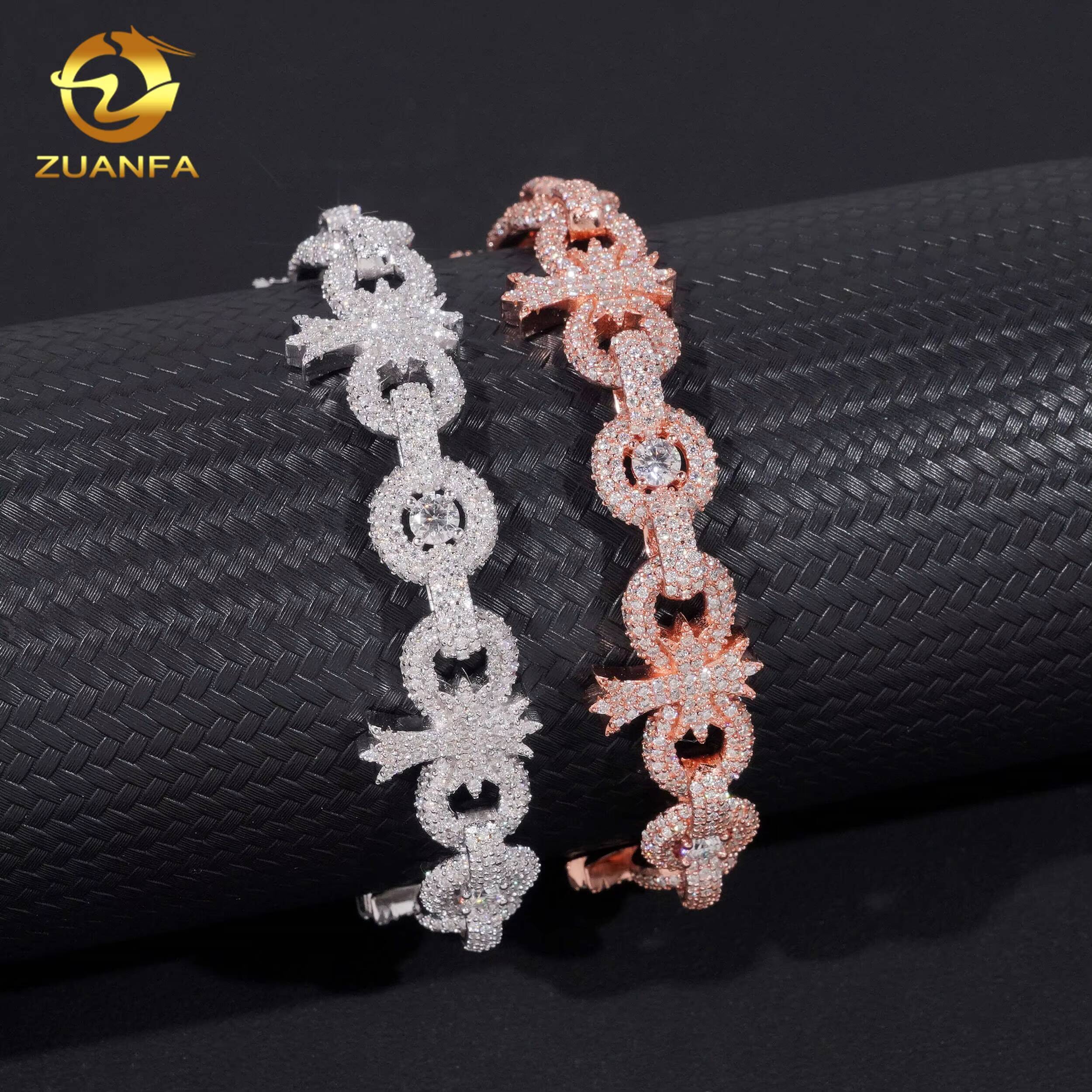 Iced Out 10mm Hip Hop Jewelry Moissanite Cuban Link Bracelet 925 Silver Moissanite Diamond Bracelet