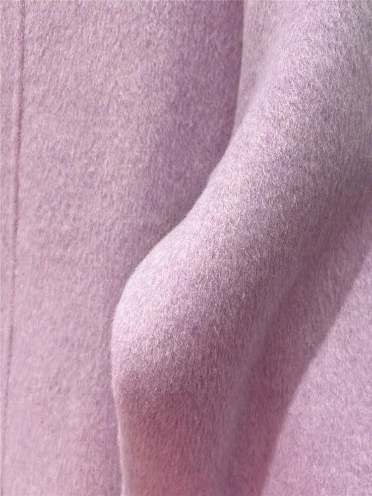 ZMEENNA Womens Mid Length Wool Blend Coat Single Breasted Warm Winter Outerwear Oversized Loose Fit Style Purple ZM4406T251101