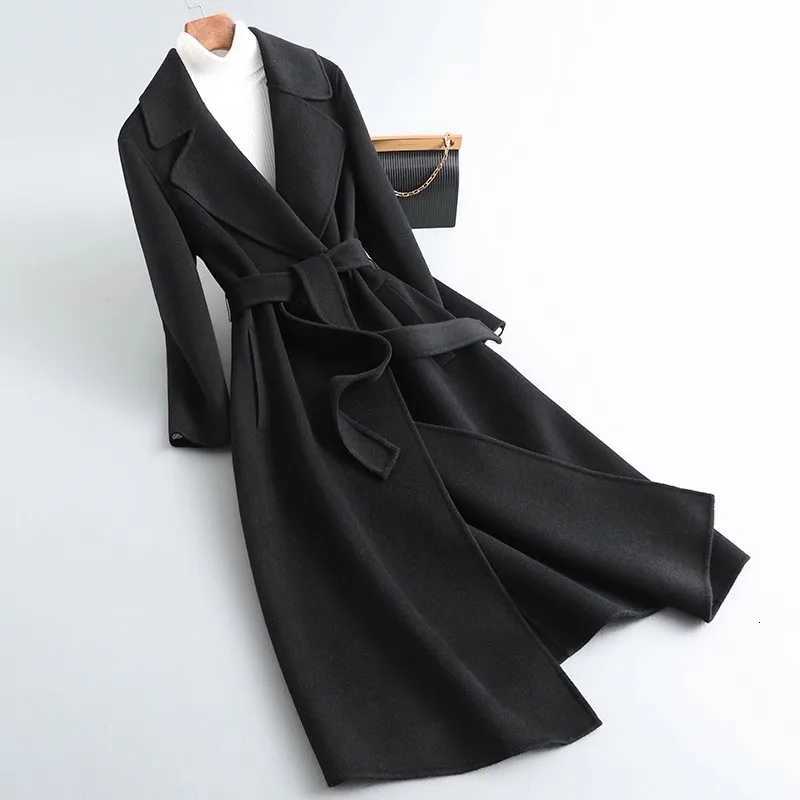 Doublesided Cashmere Wool Coat Womens Long 2025 Autumnwinter New Fashion Temperament Overtheknee Highgrade Woolen CoatsT251101