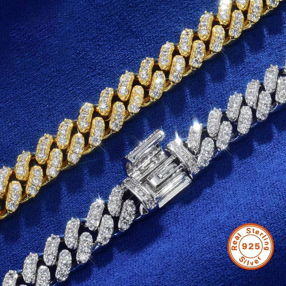 Advanced 925 Silver Moissanite Cuban Chain Necklace From Mozambique 8mm Cuban Chain