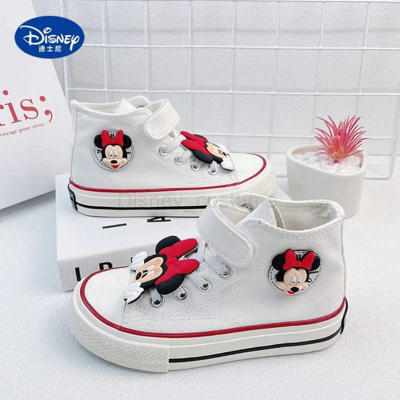 Disney Mickey Minnie Girls Canvas Shoes Soft Sole Sneakers for School Fall Casual Comfortable Wear H251101
