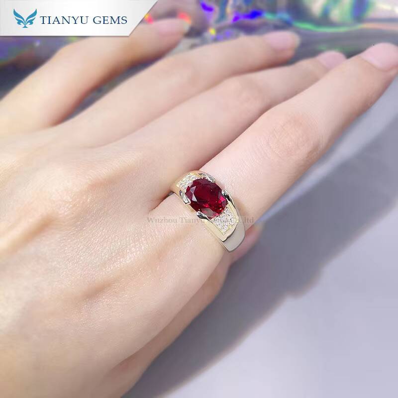 Tianyu Gems Customized Fine 14K 18K Solid Yellow Gold Ruby Gemstone Ring Jewelry for Men