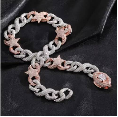 10k Gold Moissanite Miami Cuban Link Chain Necklace Gold Plated White Star Diamond DHL Depend on Design Round Brilliant Cut