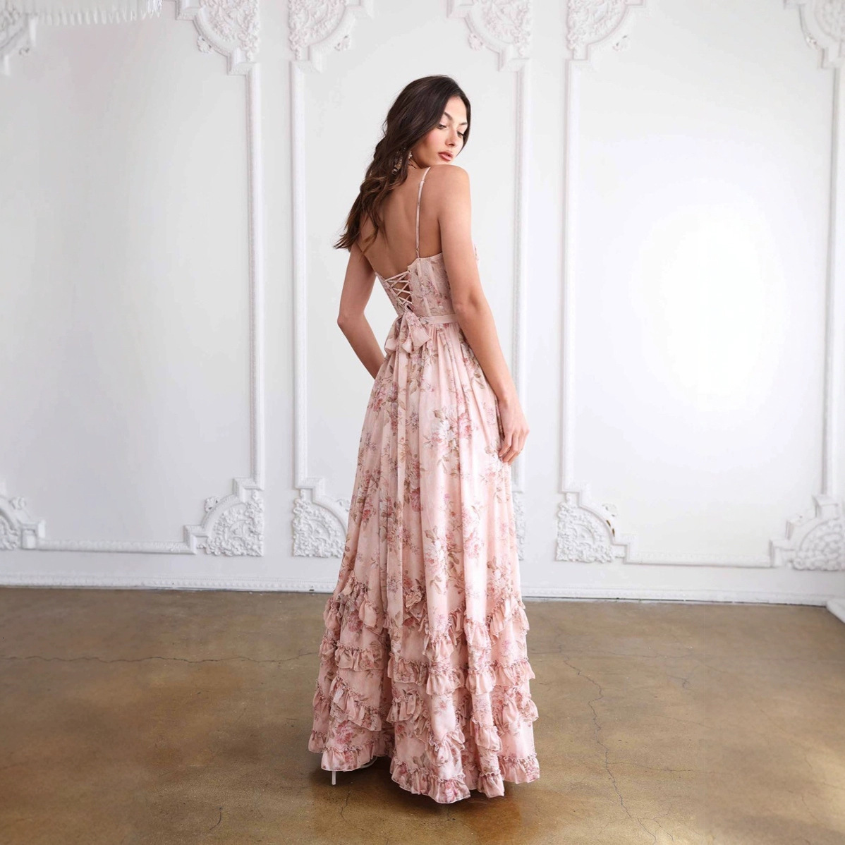 Beautiful And Unique Pink Camisole Dress For Seaside Vacation, Super Beautiful Temperament, Waist Cinching Long Skirt, Children's Summer New Styl